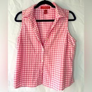 Gloria Vanderbilt Women’s Pink Plaid Sleevless Blouse size Medium